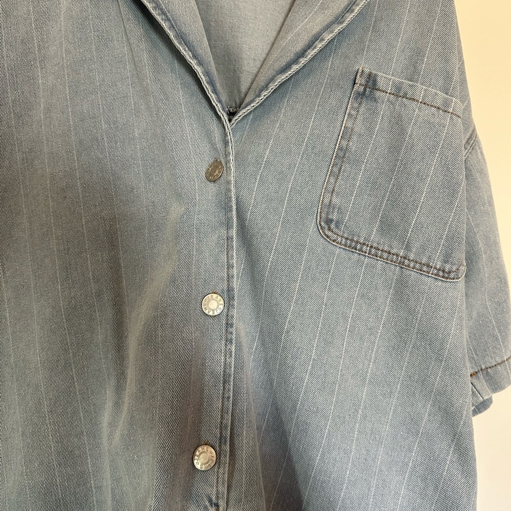 Casual Light Blue Denim Jumpsuit - Picture 3 of 6